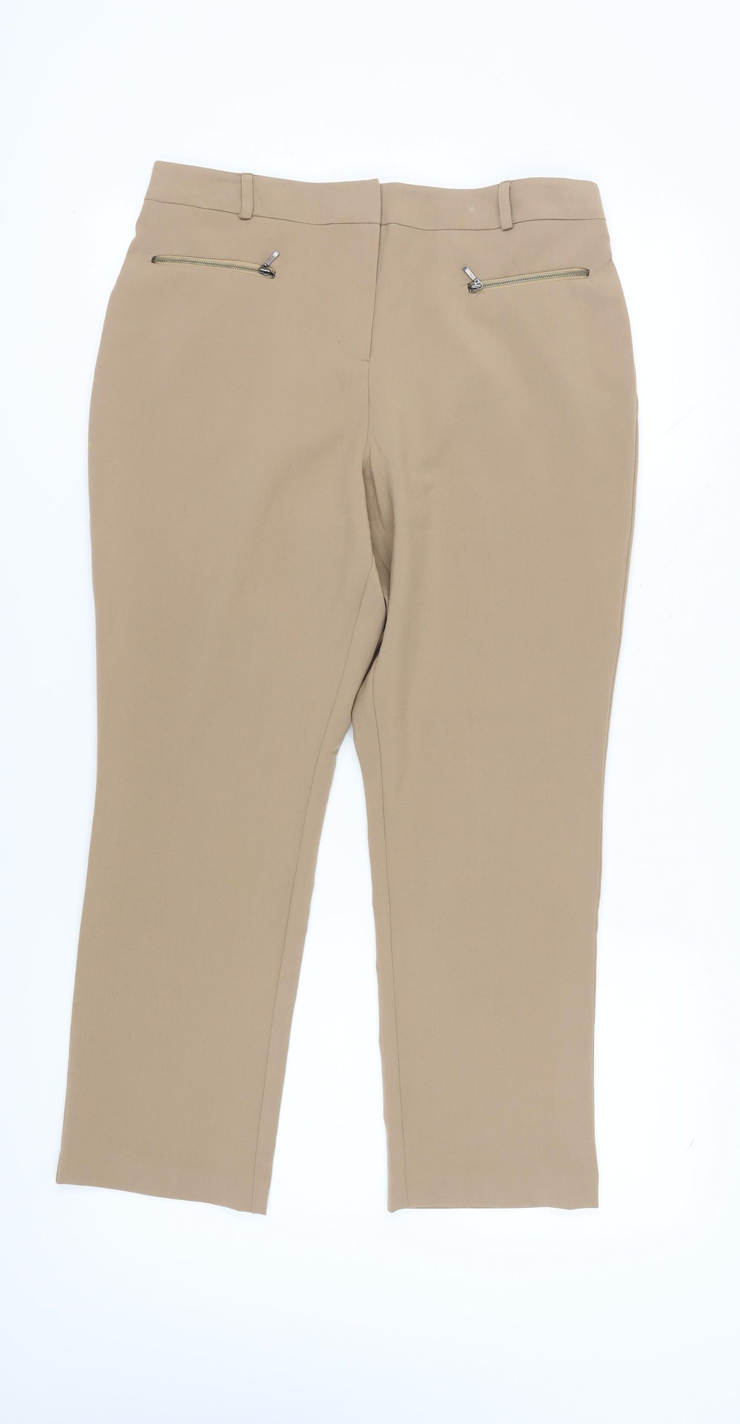 Womens UK Size 14 Marisota Regular Fit Business Casual Beige Trousers