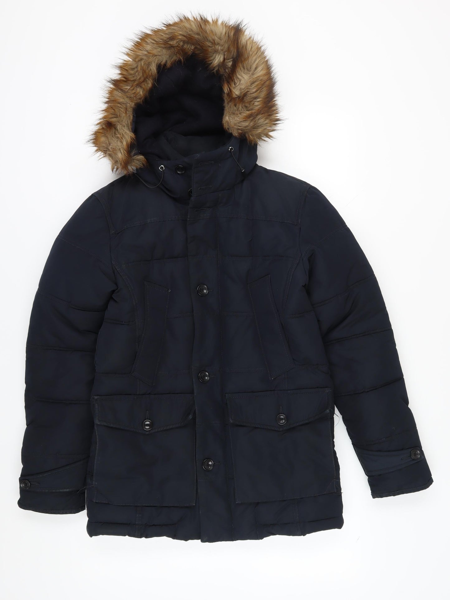 Zara Man Black Hooded Puffer Jacket - Men's S Winter Style