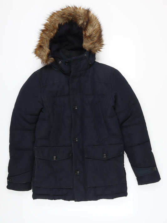 Zara Man Black Hooded Puffer Jacket - Men's S Winter Style