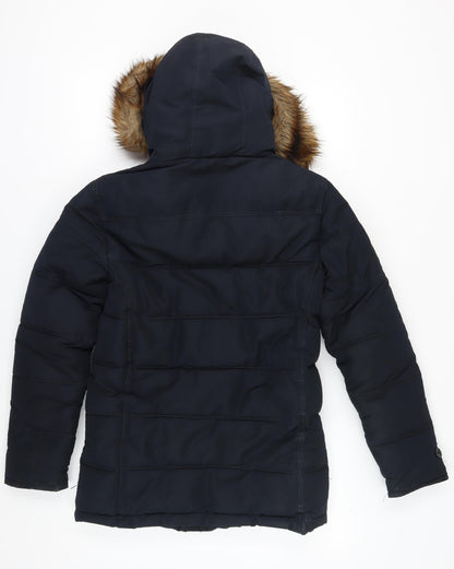 Zara Man Black Hooded Puffer Jacket - Men's S Winter Style