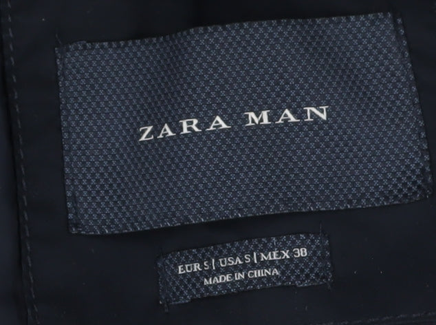 Zara Man Black Hooded Puffer Jacket - Men's S Winter Style