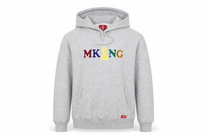 M KING Men's Grey Hoodie L - Embroidered Pullover