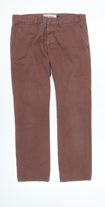Topman Men's Brown Slim Chino Trousers, Size 34