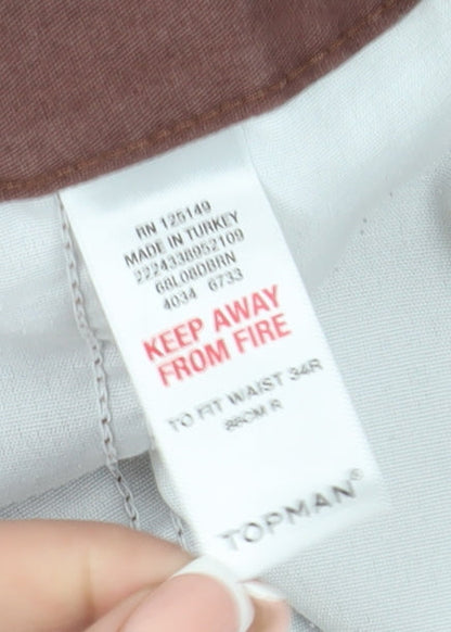 Topman Men's Brown Slim Chino Trousers, Size 34