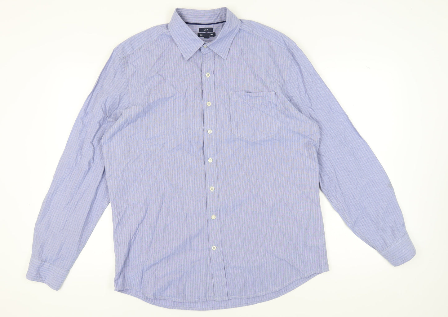 Gap Men's Blue Slim Fit Striped Shirt XL