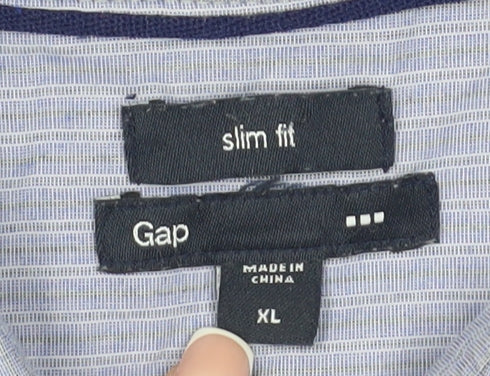 Gap Men's Blue Slim Fit Striped Shirt XL