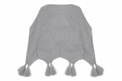 Vince Camuto Women's Grey Cape, One Size, Lightweight Tasselled