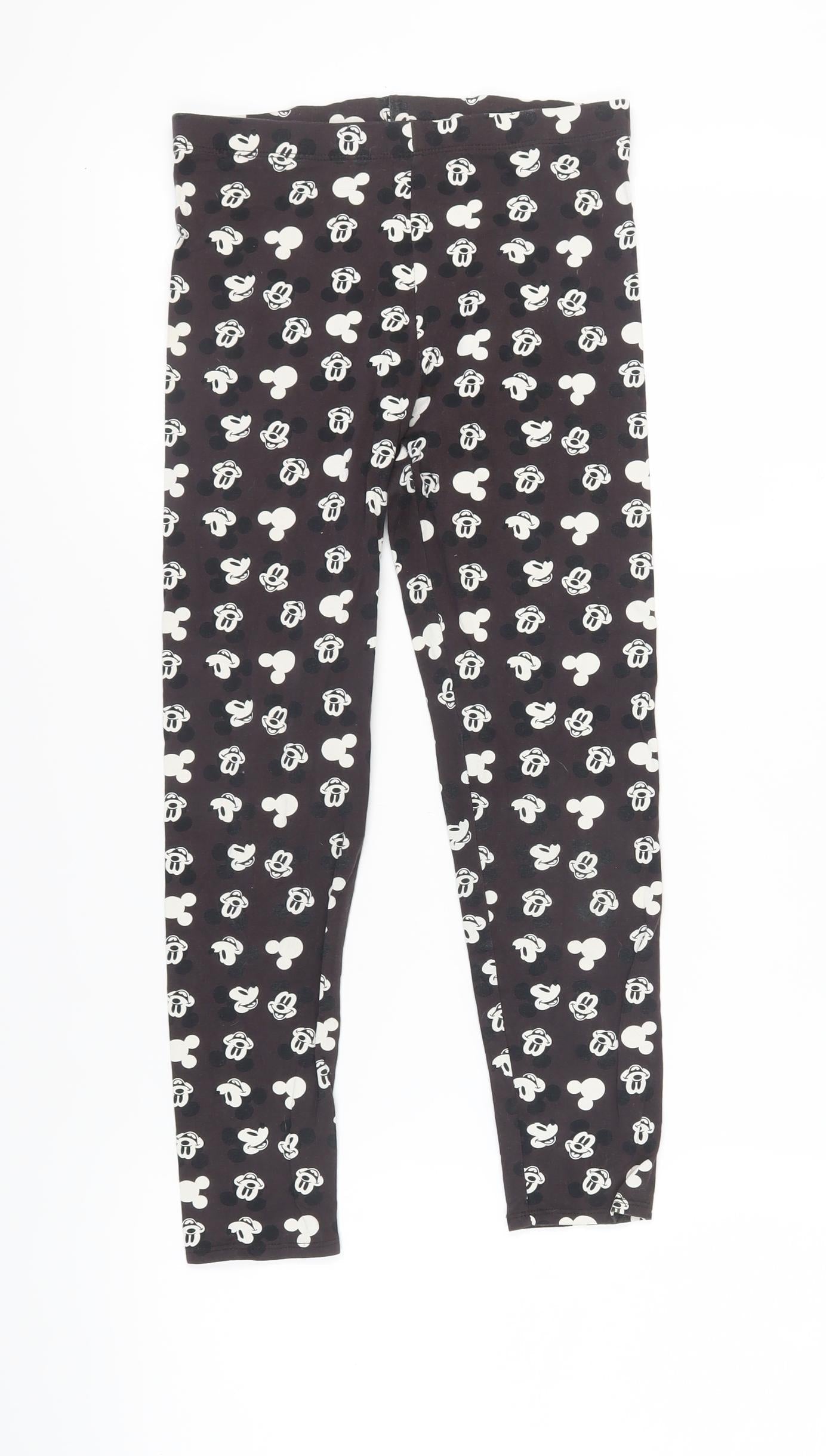 Disney Girls Black Mickey Leggings 12-13 Years Ankle-Length