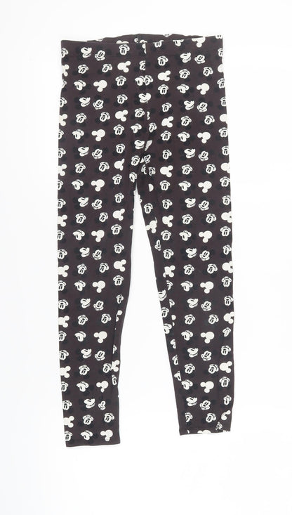 Disney Girls Black Mickey Leggings 12-13 Years Ankle-Length