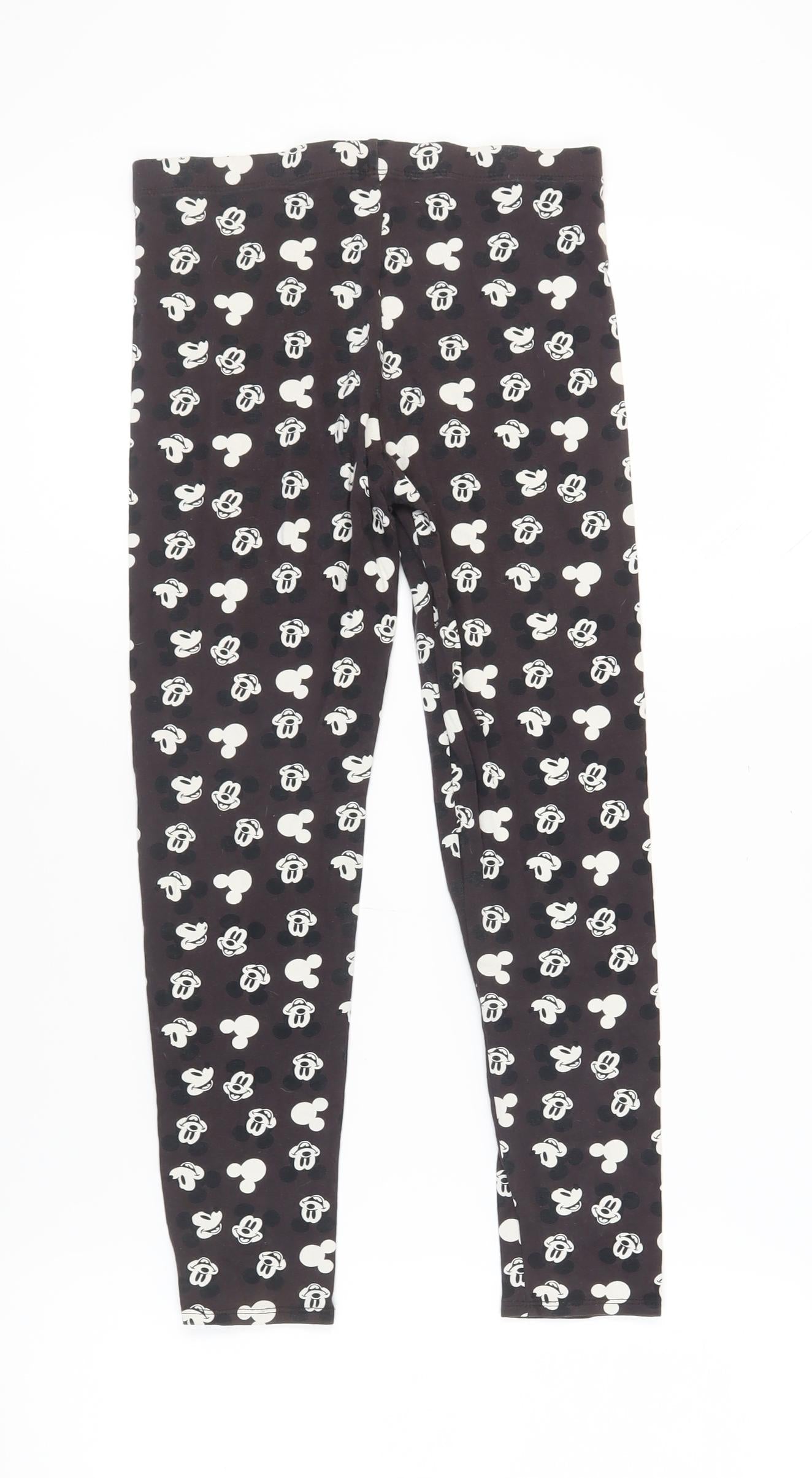 Disney Girls Black Mickey Leggings 12-13 Years Ankle-Length