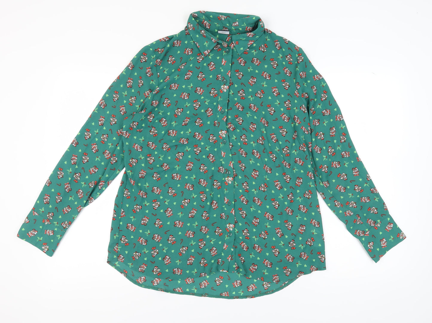 Mickey Green Button-Up Shirt, Size 16, Women's Casual Wear