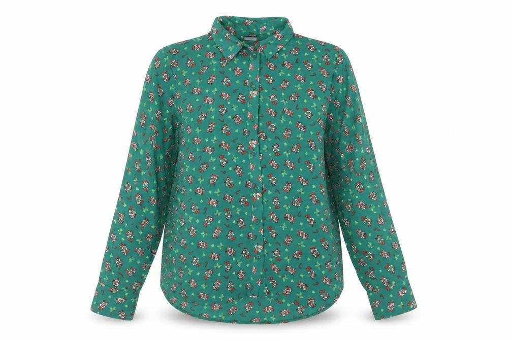 Front view of Mickey Green Button-Up Shirt, size 16, Women's Casual Wear