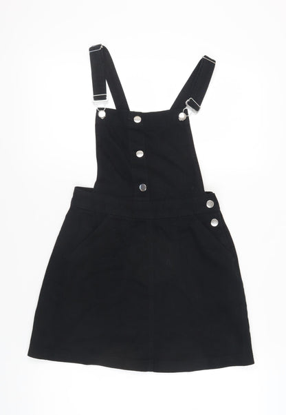 H&M Women Black Pinafore Dress Size 8 Casual