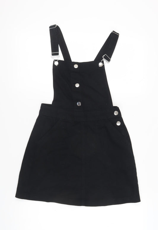 H&M Women Black Pinafore Dress Size 8 Casual