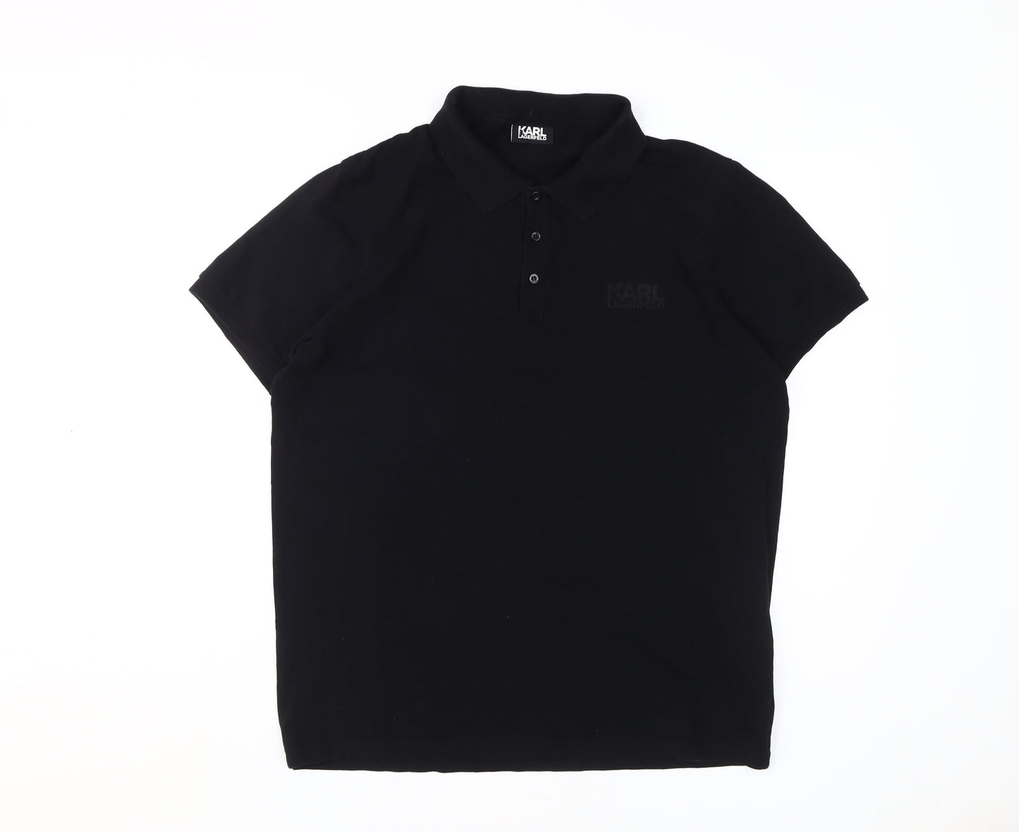 Karl Lagerfeld Men's Black Polo Shirt (Size L)