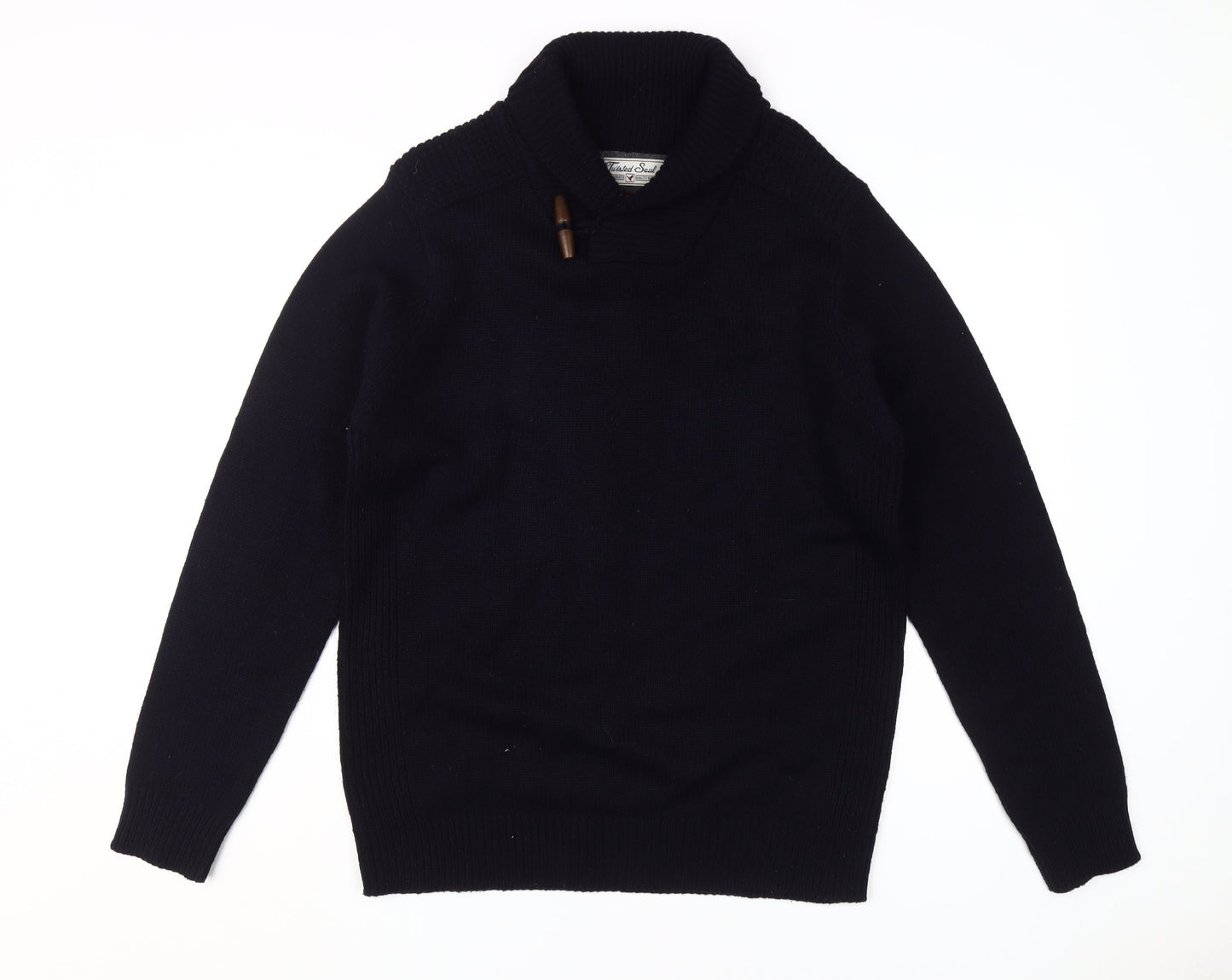 Twisted Soul Men's Black Roll Neck Pullover, L - Classic Warm