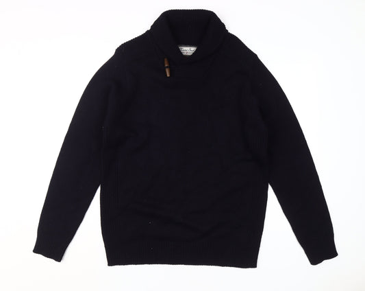 Twisted Soul Men's Black Roll Neck Pullover, L - Classic Warm