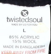 Twisted Soul Men's Black Roll Neck Pullover, L - Classic Warm