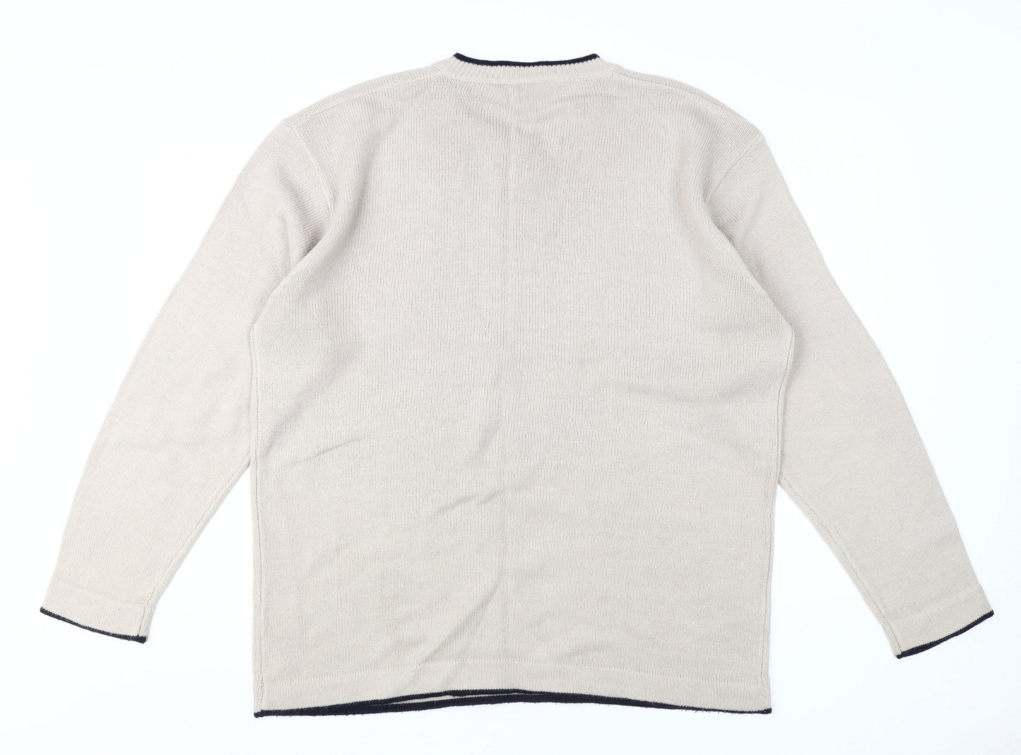 Freeport Men's Beige Pullover Jumper, Size L - Acrylic, V-Neck