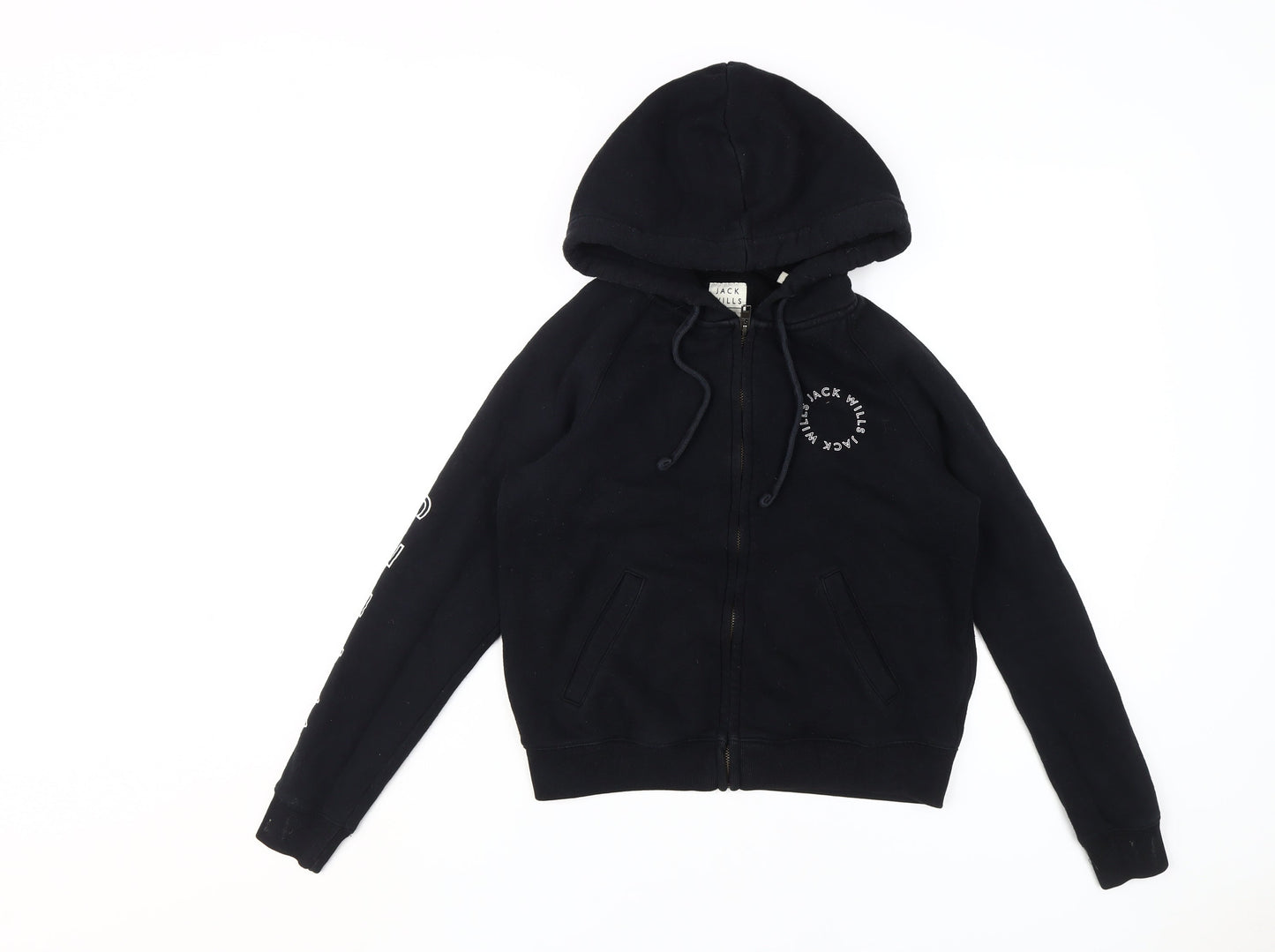 Womens UK Size 8 Jack Wills Black Full Zip Hoodie
