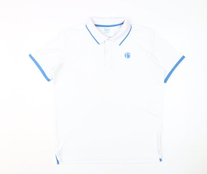 Crivit Men's White Polo Shirt L, Short Sleeve, Polyester