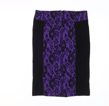 Star by Julien Macdonald Women's Purple Lace Pencil Skirt, Size 8