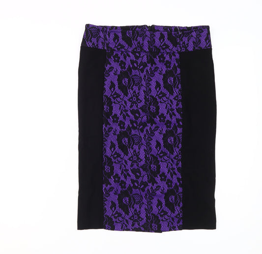 Star by Julien Macdonald Women's Purple Lace Pencil Skirt, Size 8