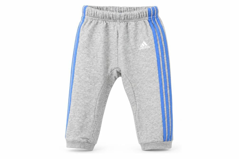 Front view of Adidas unisex baby jogger trousers grey 12-18 months