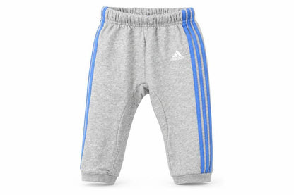 Front view of Adidas unisex baby jogger trousers grey 12-18 months