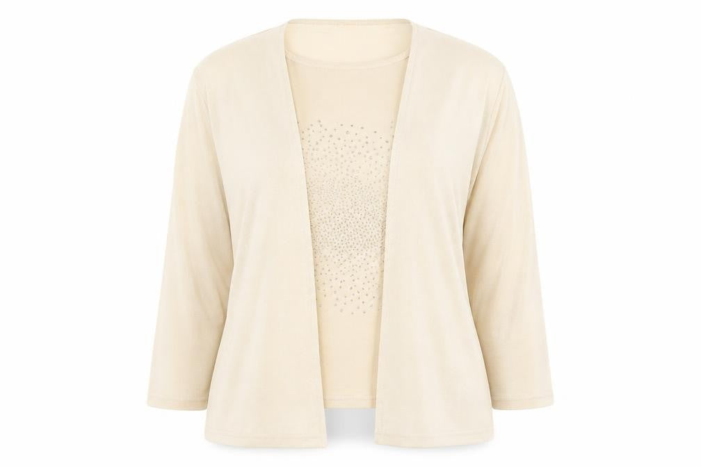 Falconi Women's Beige Blouse Size 18 Glitter Accent