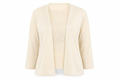 Falconi Women's Beige Blouse Size 18 Glitter Accent