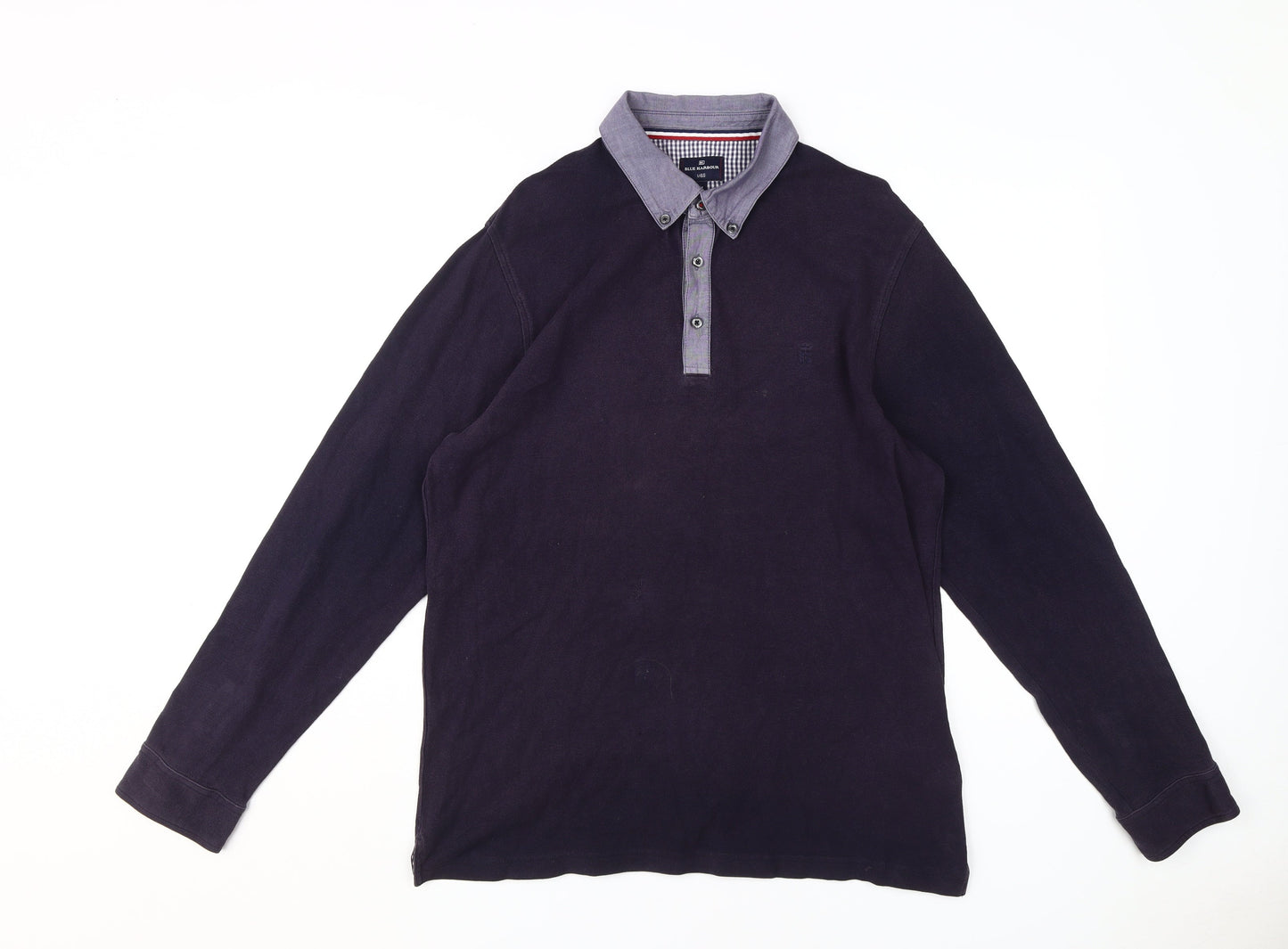 Marks and Spencer Men's Purple Long Sleeve Polo Shirt M