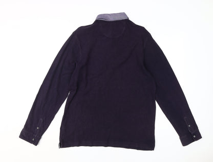 Marks and Spencer Men's Purple Long Sleeve Polo Shirt M
