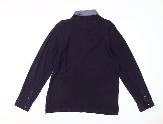 Marks and Spencer Men's Purple Long Sleeve Polo Shirt M