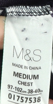 Marks and Spencer Men's Purple Long Sleeve Polo Shirt M