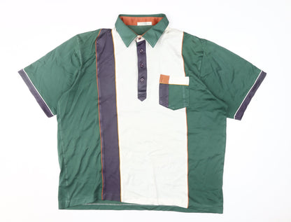Marks and Spencer Men's XL Green Colourblock Polo