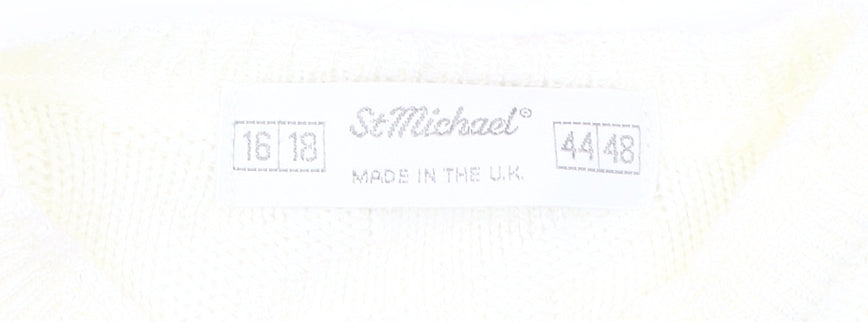 Womens UK Size 16 St Michael White Cardigan Jumper