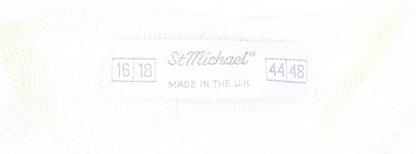 Womens UK Size 16 St Michael White Cardigan Jumper