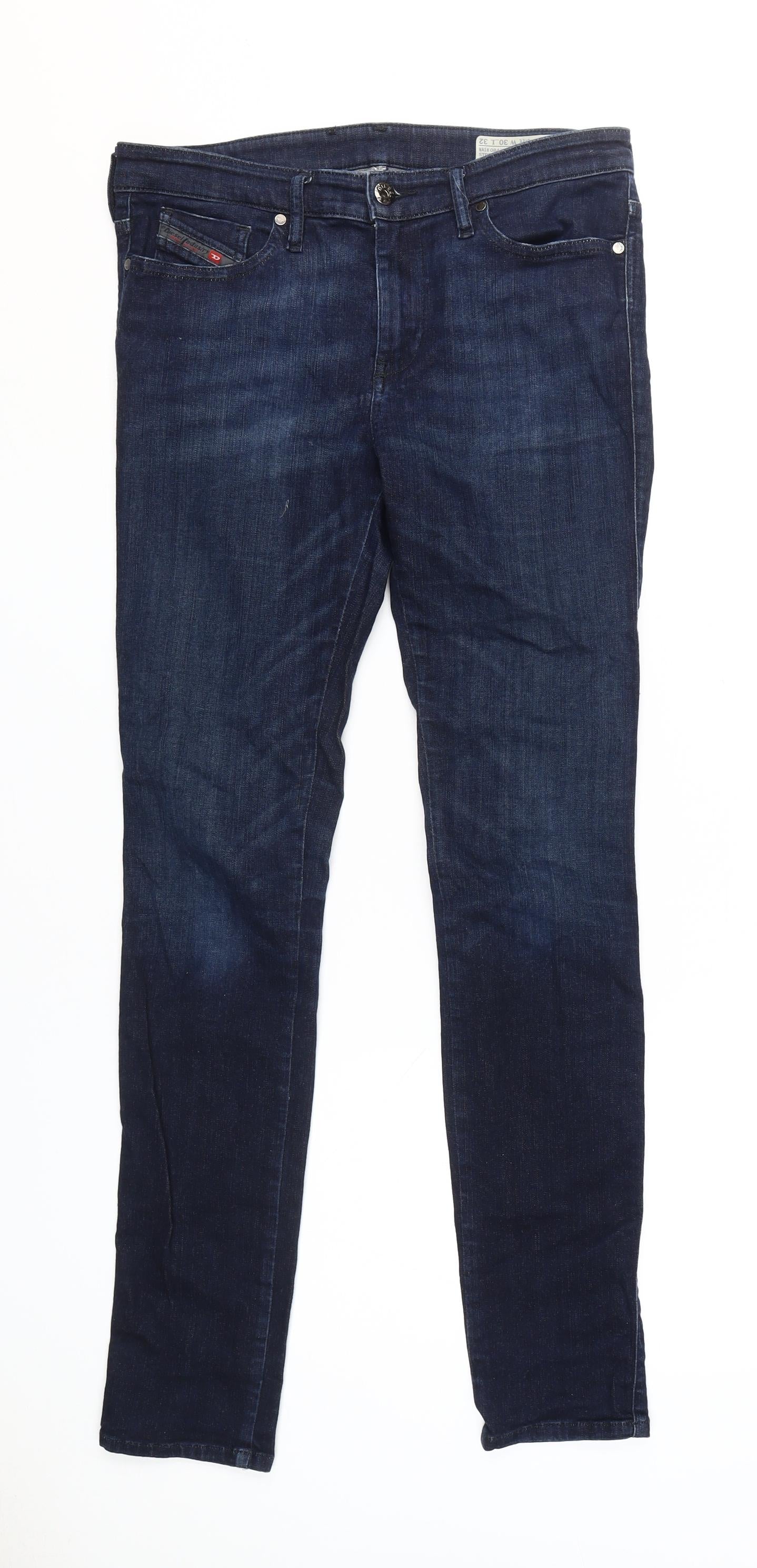 Diesel Women's Skinny Blue Jeans M Mid-Rise Stretch Denim