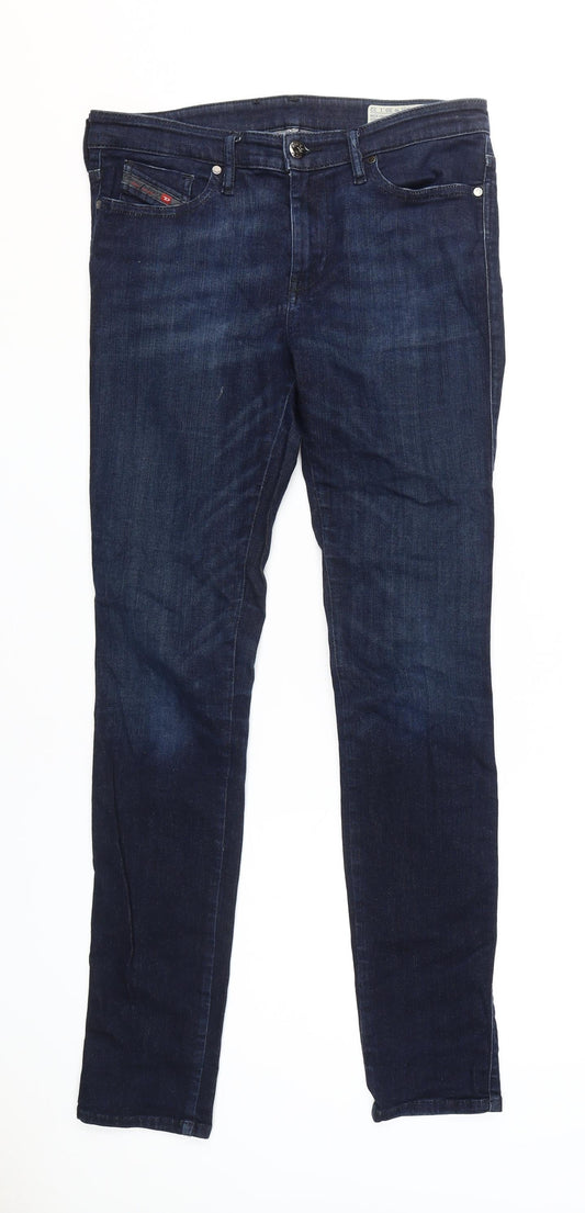 Diesel Women's Skinny Blue Jeans M Mid-Rise Stretch Denim