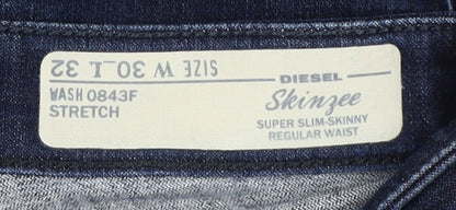 Diesel Women's Skinny Blue Jeans M Mid-Rise Stretch Denim