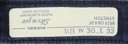 Diesel Women's Skinny Blue Jeans M Mid-Rise Stretch Denim