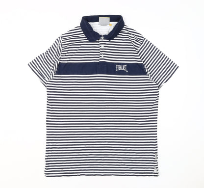 Everlast Men's Black Striped Polo Shirt L