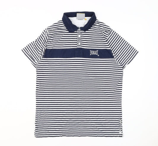 Everlast Men's Black Striped Polo Shirt L
