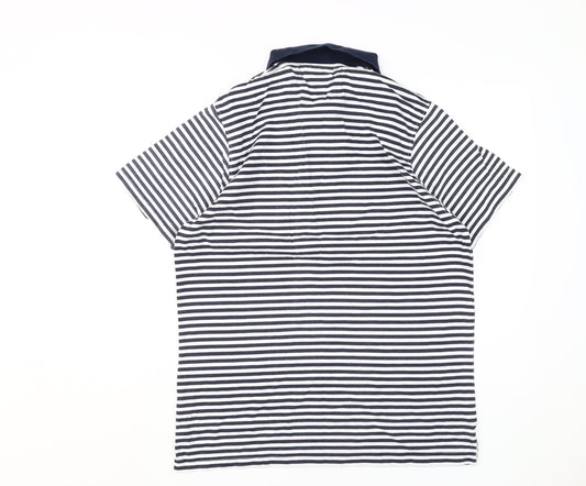 Everlast Men's Black Striped Polo Shirt L