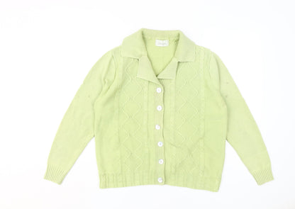Jumper Women's Green Cable-Knit Cardigan L