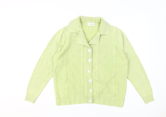 Jumper Women's Green Cable-Knit Cardigan L