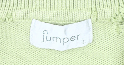 Jumper Women's Green Cable-Knit Cardigan L