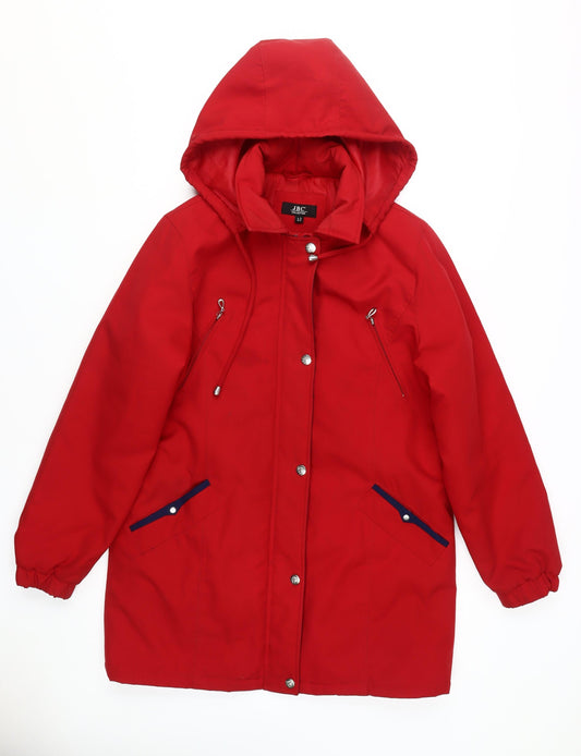 Womens UK Size 12 JBC Red Parka Coat