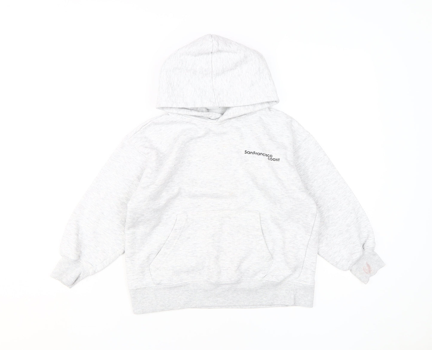 Zara Girls Grey Pullover Hoodie, 8-9 Years, Cozy Knit